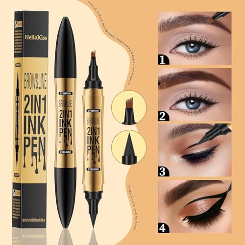 Dual-Ended Eyebrow Pen & Eyeliner - Microblading Brow Pencil Waterproof