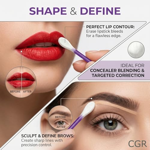 CGR 900pcs Makeup Cotton Swabs Dual-Tip Pointed & Flat