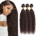 DiexrLamx 28-30 Inch Human Hair Bundles #4 Chocolate Brown Curly Wave 150g