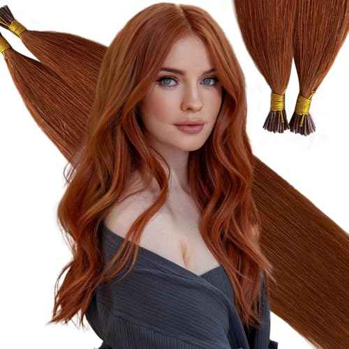 Belaved Auburn I Tip Hair Extensions Real Remy Human Hair Extensions Straight Add Length Volume Seamless Invisable #550 for Party Wedding 20inch 50g