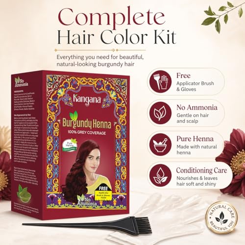 Kangana Burgundy Henna Hair Dye Powder | 100% Grey Coverage