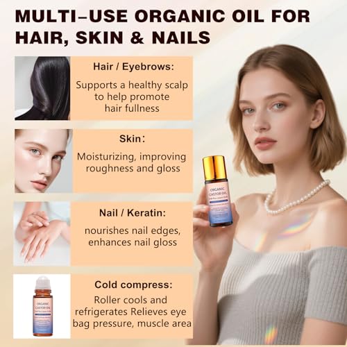 Organic Castor Oil Roll On with Rose Quartz – 100% Cold Pressed