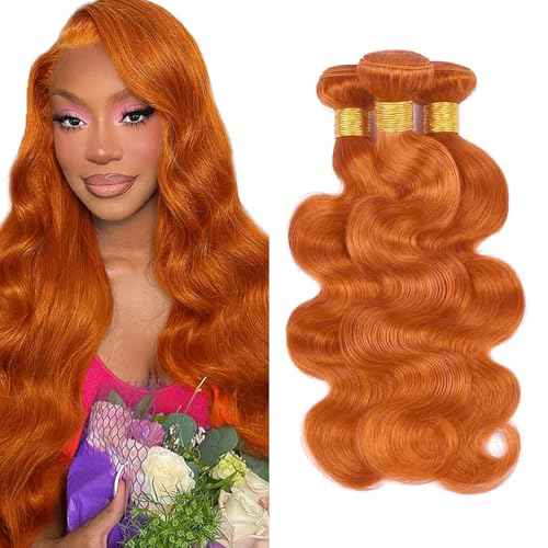 350 Body Wave Bundles Human Hair Ginger Bundle 18 20 22 inch Color 350 Ginger Orange Body Wave Bundles 300g