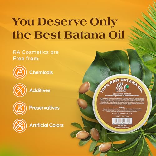 RA Cosmetics Batana Hair Oil - Natural Hair Growth Oil and Conditioner for Damaged Hair - Sourced from Honduras - 16 oz