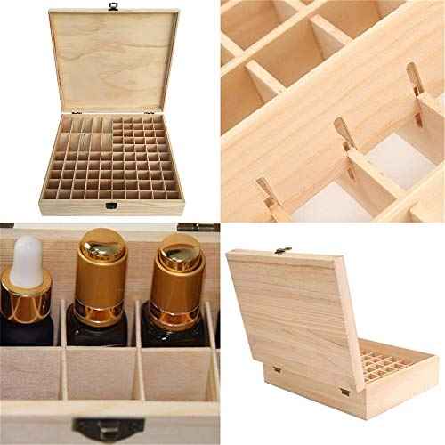VolksRose Essential Oil Storage Wooden Box, 85 Slots for 5-15ml Essential Oil Roller Bottles, Carrying Case Display Large Organizer Gift Box Container for Travel, Presentation, Nail Polish, Makeup
