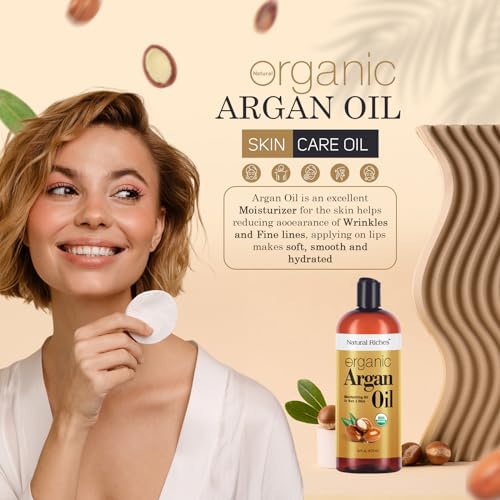 Natural Riches Organic Argan Oil 16oz - Cold Pressed Moroccan Hair & Skin