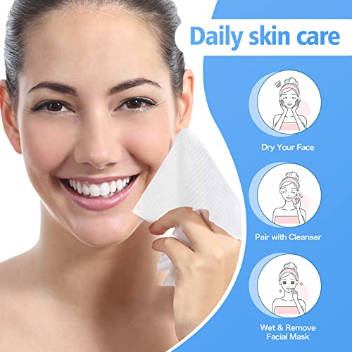 100 Count Disposable Face Towel,Thickening Ultra Soft Washcloths,Facial Cotton Tissue,Lint-free cotton dry wipes Multi-Purpose for Skin Care,Make-up Wipes,Face Wipes and Facial Cleansing