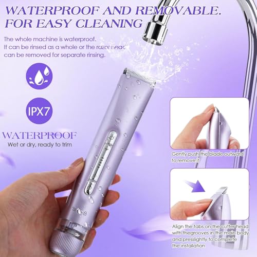 Bikini Trimmer for Women Dual Head Electric Razors IPX7 Waterproof, Electric Shaver for Facial Private Hair, Anniversary Birthday Christmas Gifts for Women self Care, Stocking Stuffers for Teen Girls
