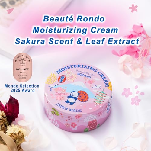 Beaute Rondo Withfam Moisturizing Cream, Delicate Sakura Scent, J-Beauty, Perfect for a Gift, Gentle for Kids, Toddlers, Teenagers, Expectant Mothers and Sensitive Skin, Net Wt. 2.65 oz (75 g)
