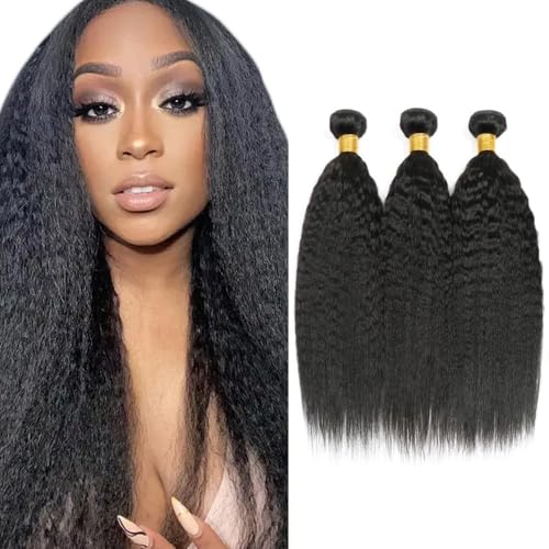 #1B Yaki Straight Human Hair Bundles - 20 Inch Brazilian Virgin Hair