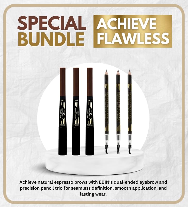 EBIN NEW YORK Eyebrow Pencil Bundle - Dual-Ended Brow Pencil & Mascara Set