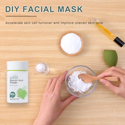 Glycolic Acid Powder, 4OZ / 116g, 99.9% Purity, Cosmetic Grade, DIY Glycolic Acid Mask, Make Your Own Glycolic Acid Lotion and Serum, Glycolic Acid Powder For Homemade Cosmetics