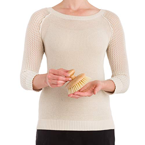 Redecker Natural Pig Bristle Massage Brush with Oiled Beechwood Knob, 3-7/8-Inches