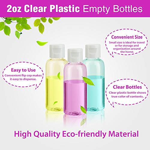Dabacc 30Pcs 2oz Clear Plastic Travel Bottles Flip Cap