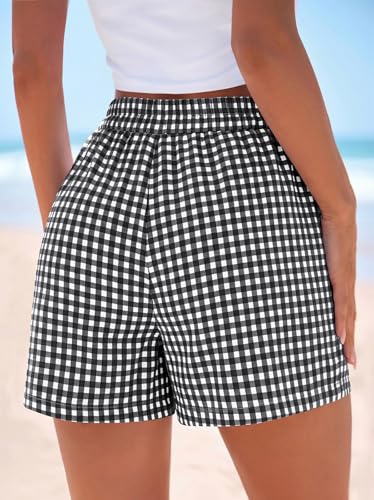 High Waisted Gingham Summer Shorts for Women - Trendy & Comfy