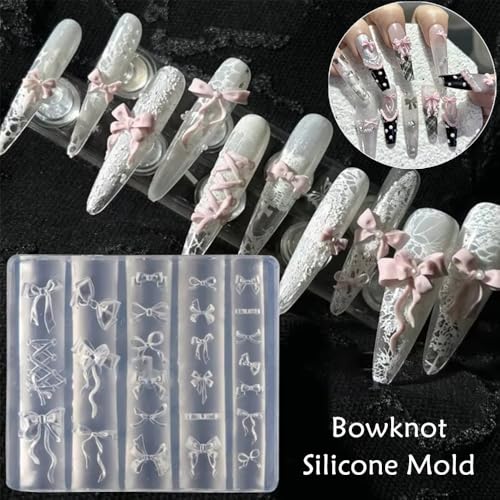 3D Bowknot Silicone Nail Mold for DIY Gel Nail Art - Reusable