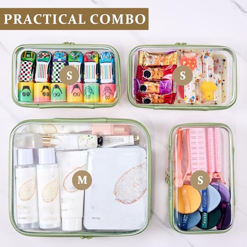 Hard Shell Zipper Pouches Set (1 Medium + 3 Small)