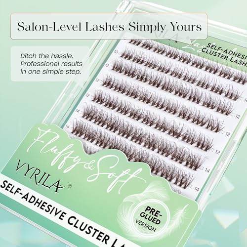 Brown Self-Adhesive Lash Cluster Kit, Pre-Glued Clusters with Tweezers, Pop-On Faux Eyelashes, 3D Thin Band D Curl Natural Look Lahses, Easy to Apply, Reusable Eyelash Extensions (Soul-Brown)