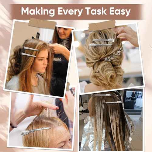 Hair Clips for Rollers,Pin Curl Clip,Metal Duck Billed Hair Clips for Women Styling,24pcs(3.5Inch) Silver larger Aligator Curl Loc Clips, Salon,Bows DIY,1pcs Rat Tail Combs,Dgeclr