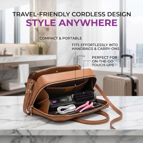 Cordless Hair Straightener Brush for Short Hair, Travel-Friendly Mini