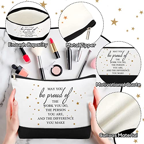 Roowest 20 Pcs Employee Appreciation Gifts Bulk Cosmetic Bags for Womens History Month Makeup Bag Thank You Makeup Pouches with Zipper Office Groups Gift for Team Coworker Staff Nurse(White,Proud)