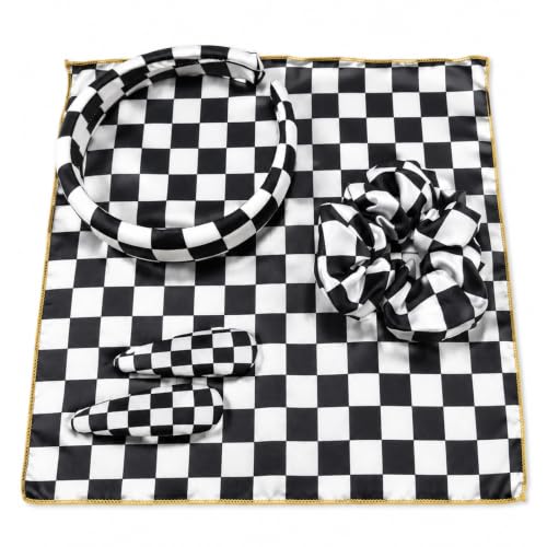 PMAIHNAS Racing Checkered Flag Women's 4-Piece Hair Accessory Set