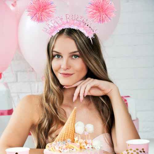 CAVETEE Birthday Crown, Happy Birthday Headband for Women Happy Birthday Decorations for Women Birthday Gifts