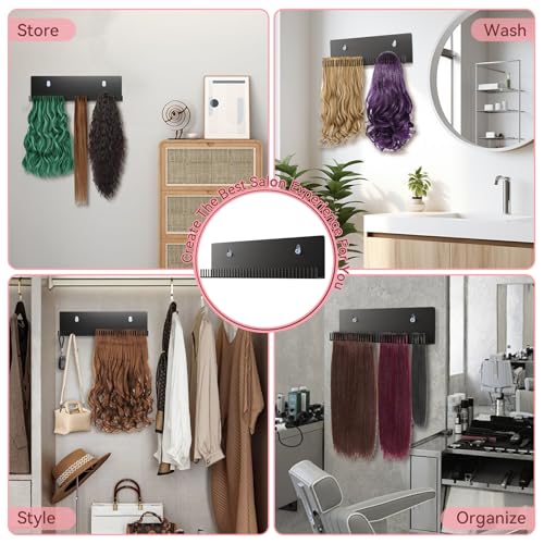 Stainless Steel Hair Extension Holder with Clips & Suction Cups