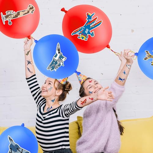 72-Piece Airplane Party Favors Set: 24 Punch Balloons & 48 Tattoos