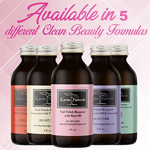Karma Organic Nail Polish Remover & Nail Polish Remover Wipes Bundle ? Natural Rose Oil Nail Polish Remover (4FL-Oz) Rose Nail Polish Remover Wipes (Pack of 10)