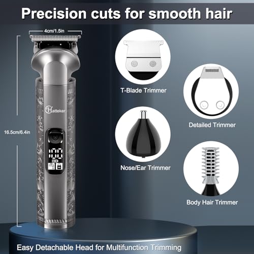 Hatteker Professional Hair Clippers for Men Beard Trimmer Clippers Set Waterproof T-Blade Trimmer Cordless Grooming Kit Nose Body Hair Barber Clippers Hair Cutting Kit
