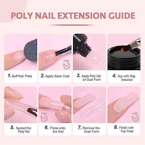 GAOY Poly Gel, 60g Nail Extension Gel, Pink Nude Builder Enhancement for Beginner & Professional Nail Art Salon DIY at Home