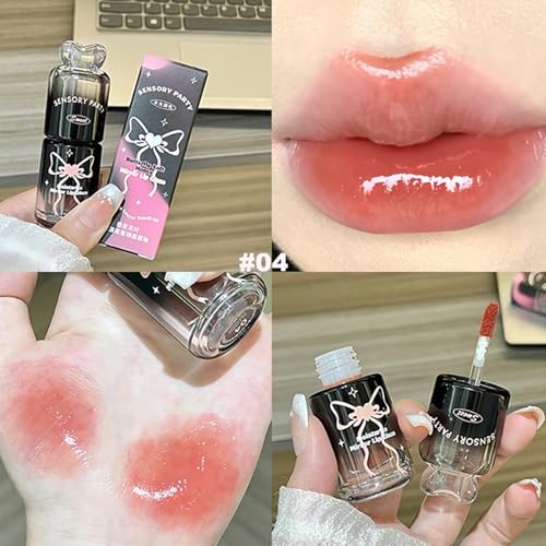 4-Color Hydrating Lip Gloss Set with Bow Design