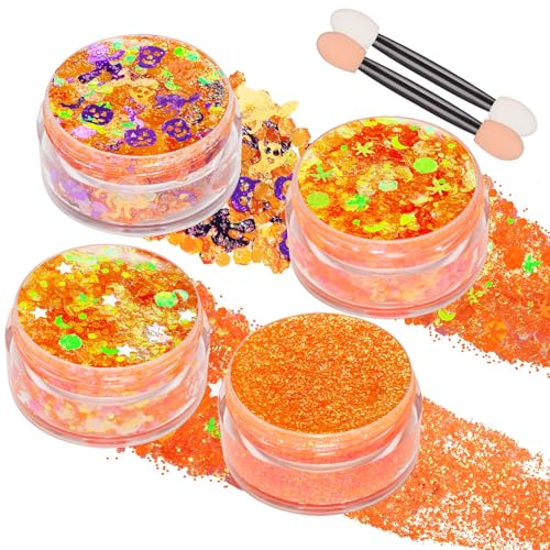 Paminify Orange Glitter Gel - 4 Unique Styles for Festivals