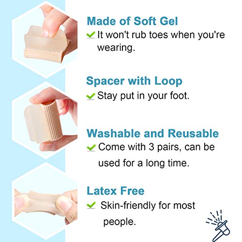 Povihome Gel Toe Spacers - 6 Pack Bunion Corrector for Pain Relief