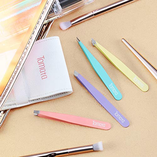 Tomata 4-Piece Stainless Steel Tweezer Set with Slant & Pointed Tips