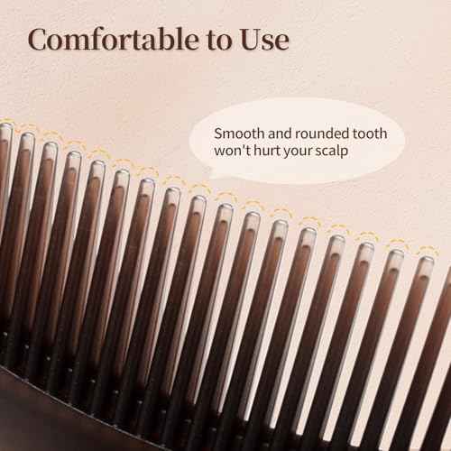 Dandruff Comb, Stainless Steel Fine Tooth Lice/Flea/Psoriasis Comb, Scalp Oil Buildup Removal Wide Hollow Tooth Button Hairbrush for Scalp Massage Care for Man Women and Kids (Brown)