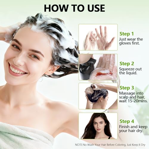RKQNIER Dark Brown Hair Dye Shampoo for Gray Coverage - 15 Min