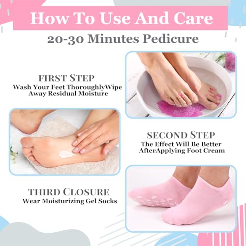 Cuffbow Silicone Moisturizing Socks - 4 Pairs for Dry Cracked Feet