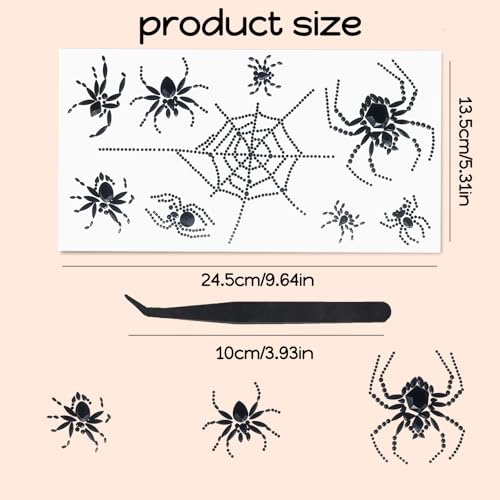 Halloween Spider Face Gems - Black Rhinestone Stickers