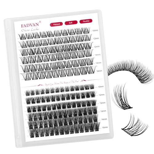 FADVAN Lash Clusters 144PCS D-Curl 10-16mm Mixed Extensions