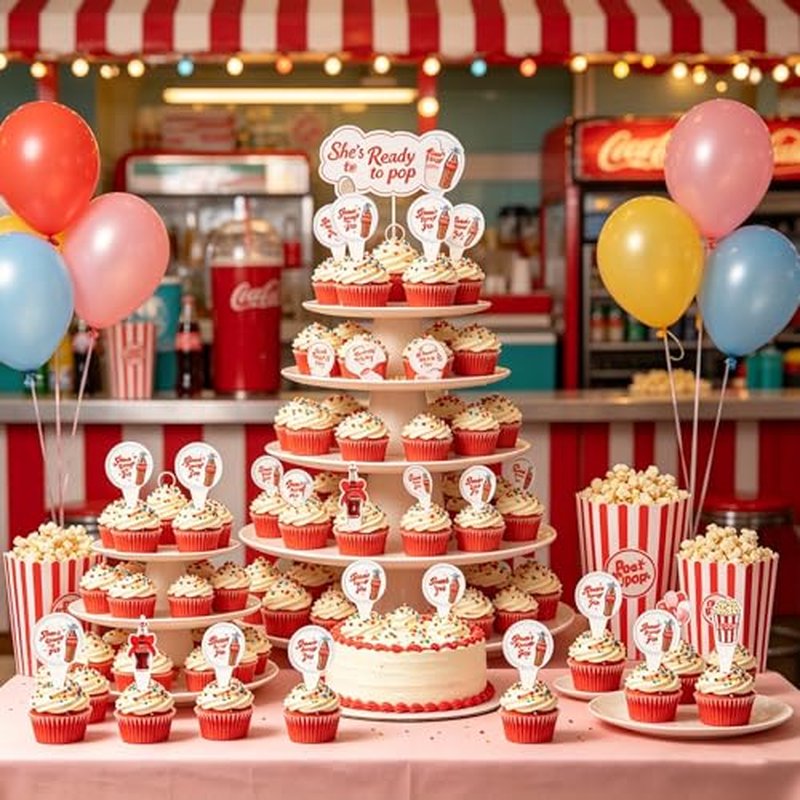 24PCS She's Ready to Pop Cupcake Toppers, Baby Shower