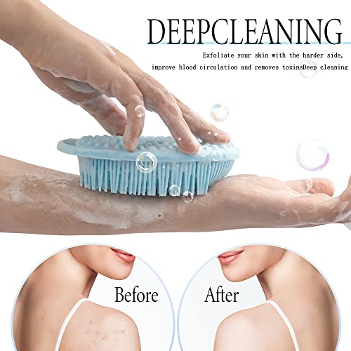 3-Pack Silicone Body Scrubber, Dual-Sided Exfoliating Loofah