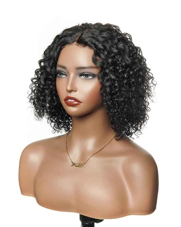 JALIZA 14" 100% Virgin Human Hair Deep Wave Wig on Clearance - Bob Glueless Pre Cut Pre Bleached HD Lace 180 Density Wear to Go
