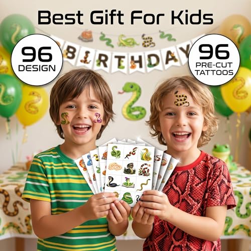 96 PCS Snake Temporary Tattoos for Kids | Waterproof