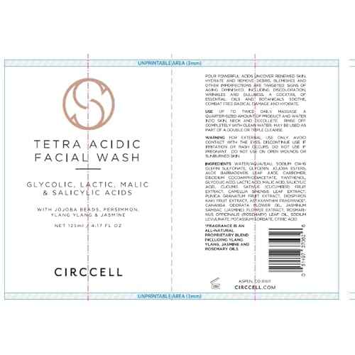 CIRCCELL Tetra Acidic Facial Cleanser: Perfect Your Skin with a Blend of Glycolic, Malic, Lactic, and Salicylic Acids Infused with Nourishing Jojoba Oils