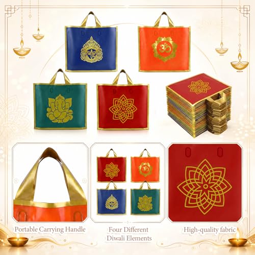 Sabary 48 Pack Pooja Return Gift Bags with Golden Trim