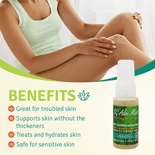 Aloe Life SG Aloe Mist Gel - Topical Skin Conditioner, Whole Leaf Aloe Vera Juice Concentrate, Contains Special Skin Actives, Vitamin A, C, & E, Helps Hydrate & Condition Your Skin-Hair (Single, 4 oz)