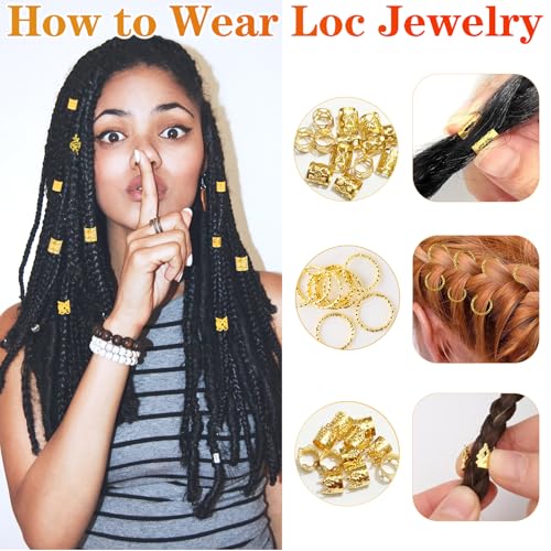 190 Pcs Gold Hair Jewelry for Braids & Dreadlocks - Stylish Accessories