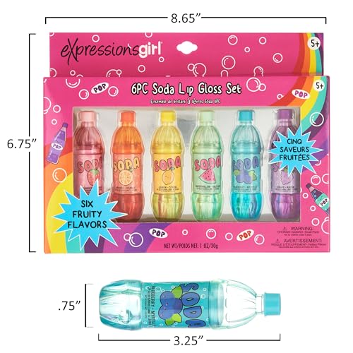 6pc Soda Pop Lip Gloss Set - Fruit Flavored, Hydrating
